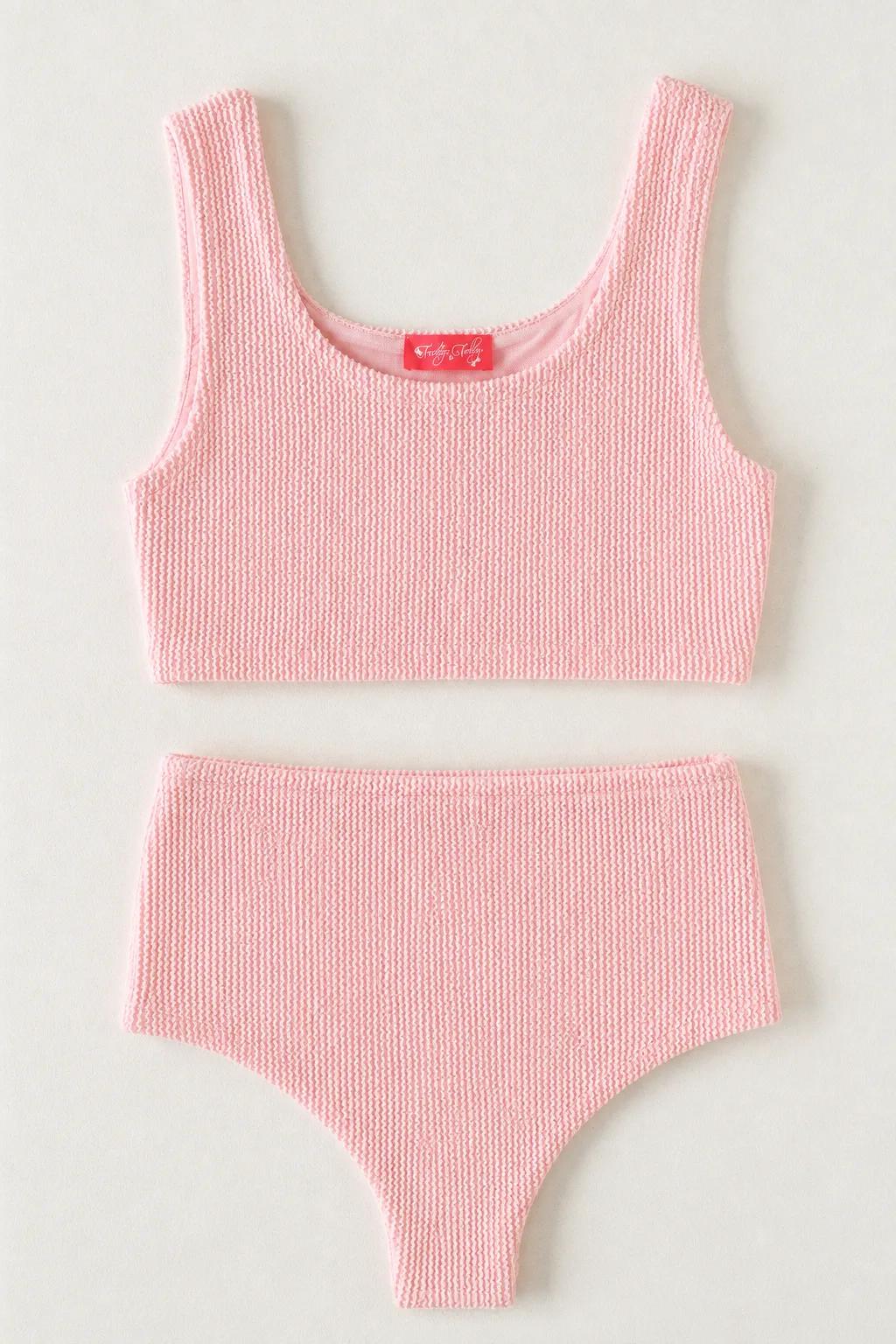 Crinkle High Waist Two-Piece — Soft Pink  collection